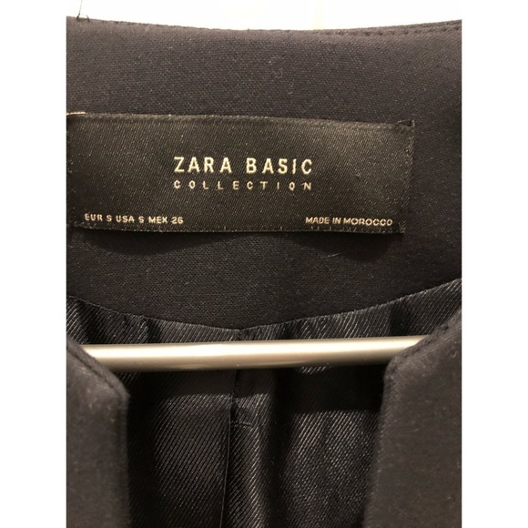 Zara Black Collarless Coat - Picture 4 of 12